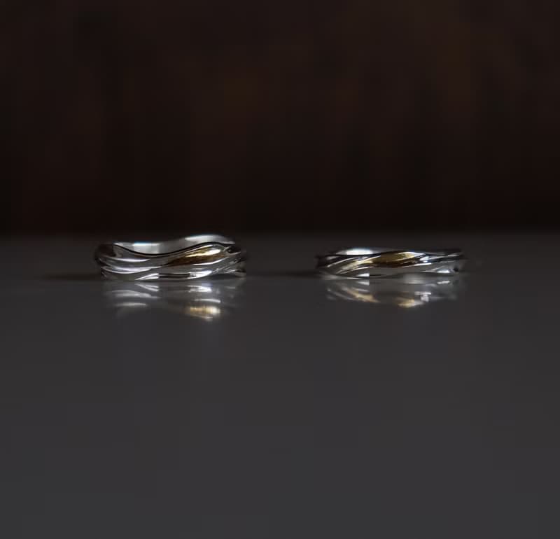 光上稜線 Keum Boo 純銀金箔戒指