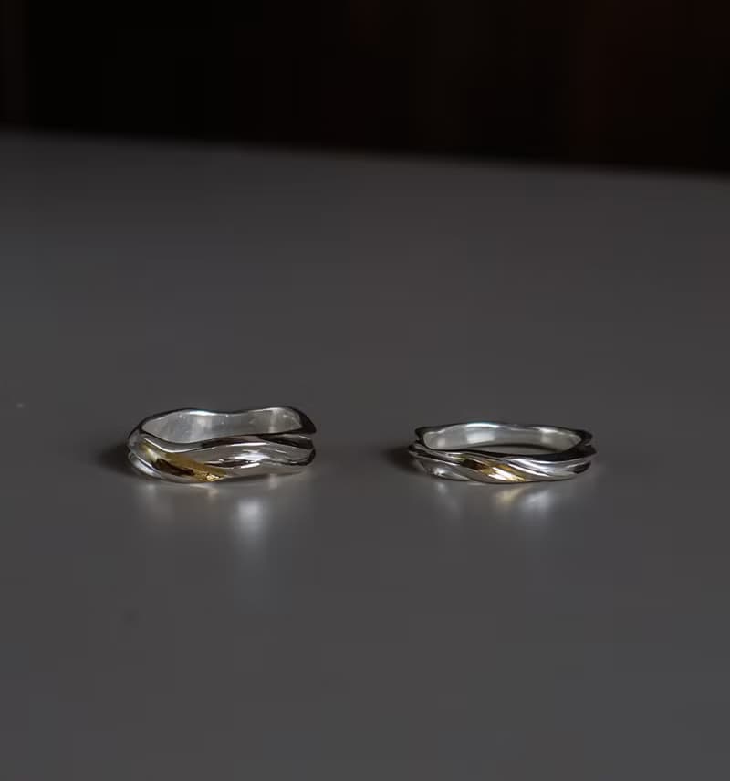 光上稜線 Keum Boo 純銀金箔戒指