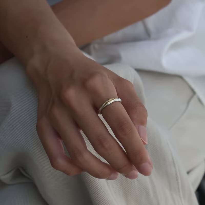 光上稜線 Keum Boo 純銀金箔戒指