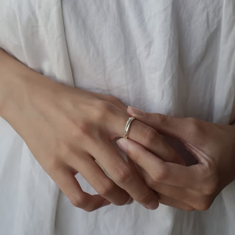 光上稜線 Keum Boo 純銀金箔戒指