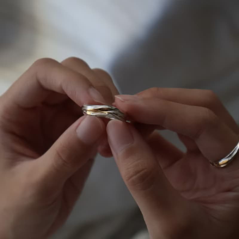 光上稜線 Keum Boo 純銀金箔戒指