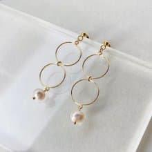 淡水真珠ダブルフープピアス/イヤリング