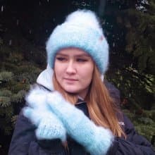 Fluffy knitted hat and mittens | Winter knitted accessories