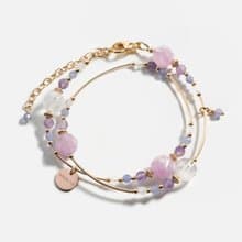 紫鋰輝白幽靈紫晶坦桑石14K包金雙圈水晶手鍊 禮物
