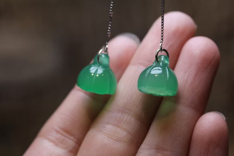 復古風民族風  耳環女  綠色瑪瑙   耳飾長款  簡約時尚耳墜