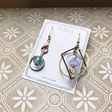 異國泡泡_黃銅耳環_墨綠與紫(可改夾)