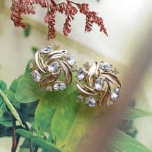 Vintage Jewelry 西洋古董飾品 TRIFARI 金葉 華麗風情 夾式耳環
