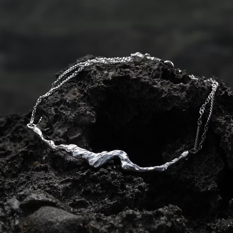 汐 xii 水之形 925純銀水波紋手鍊 手鏈 極簡細緻