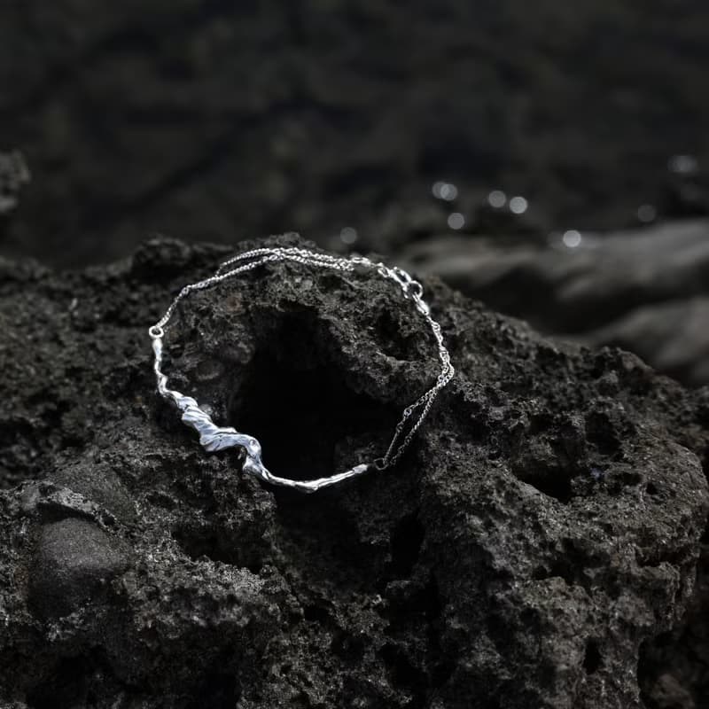 汐 xii 水之形 925純銀水波紋手鍊 手鏈 極簡細緻