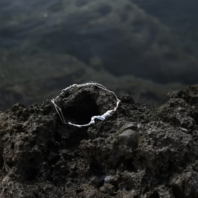 汐 xii 水之形 925純銀水波紋手鍊 手鏈 極簡細緻