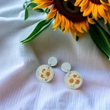 向日葵圓形耳環/太陽花圓形耳環/可愛耳飾/氣質女孩耳環