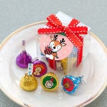 聖誕節糖果 耶誕小鹿吊牌 KISSES水滴巧克力8顆入小禮盒(紅色緞帶