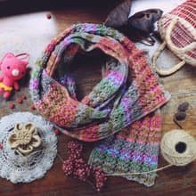 ChiChi手作-蝴蝶躲躲-毛線圍巾【雙面系列】