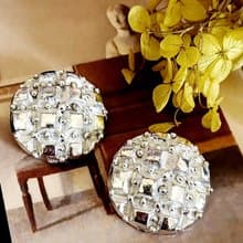 vintage jewelry  醒目立體銀色波蘿 夾式耳環