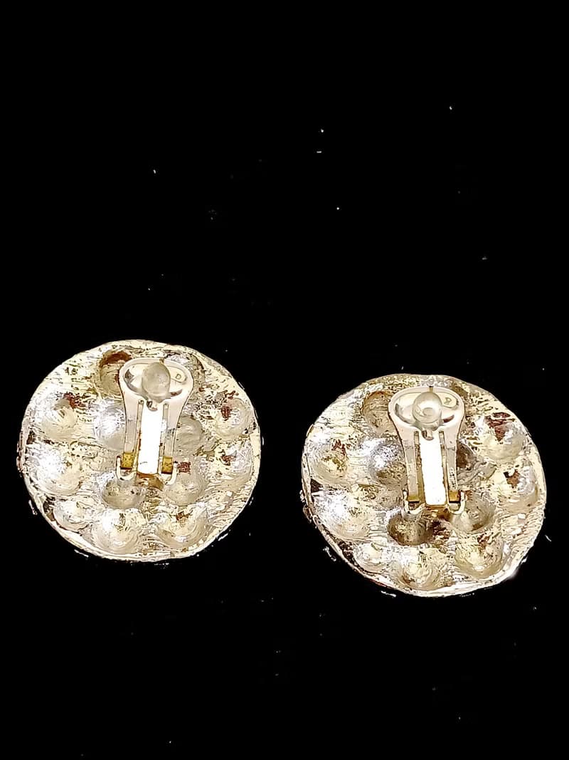 vintage jewelry  醒目立體銀色波蘿 夾式耳環