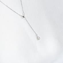 白水晶925純銀水滴伸縮設計項鍊