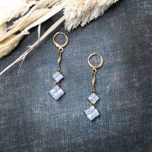 VIIART。星落。鋯石黃銅耳環 | 復古宮廷風原創耳針耳夾