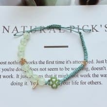 綠語之環手鍊・葡萄石、幸運草翠玉 、 編織羽葉原創設計