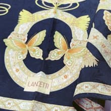 Lancetti Vintage Scarf Floral Motif Butterflies Pattern 23 x 23 inches