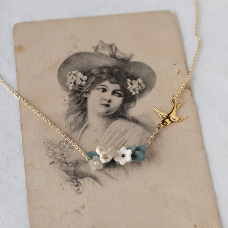 【不銹鋼 】燕子 花田 項鍊