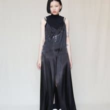 南瓜Vintage。Maison Margiela MM6 亮片 細肩帶 開衩 黑色長洋裝