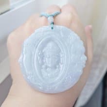 【親翠】 天然翡翠 冰藍底一念之間項鍊 一念成佛 一念成魔 佛系