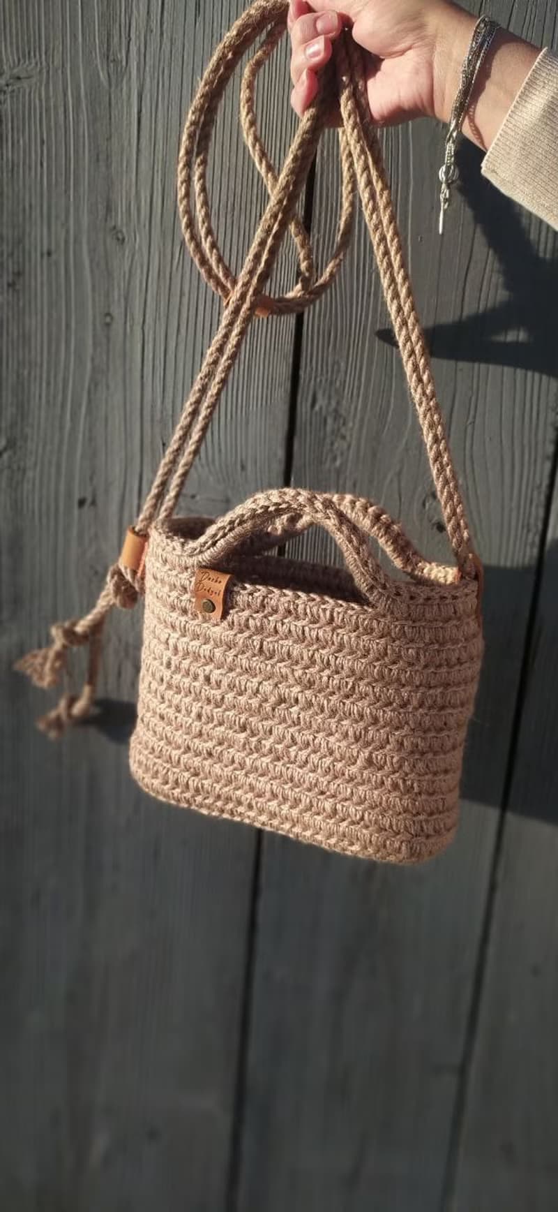 Crochet Jute bag Crossbody bag Crochet tote bag Crochet handbag Messenger bag