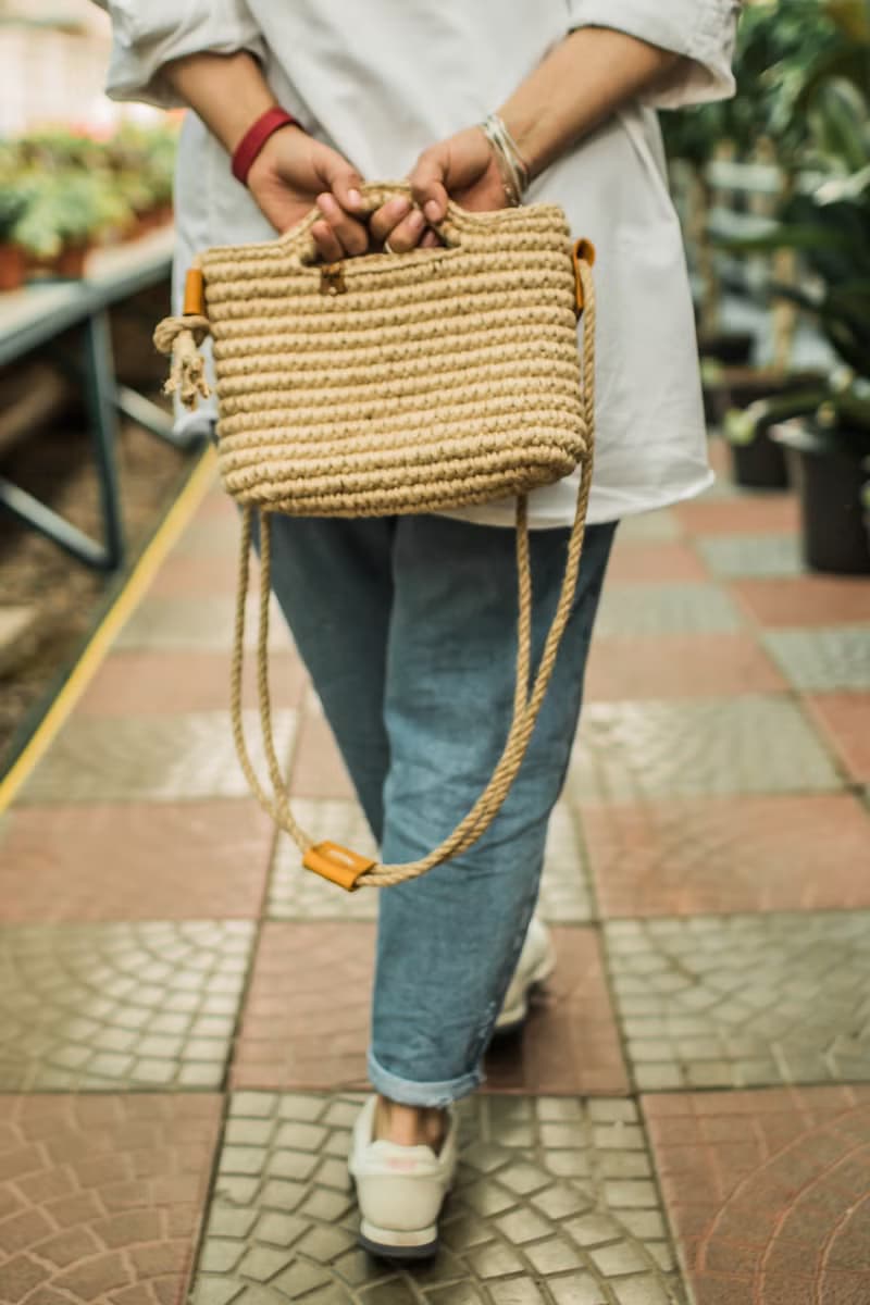 Crochet Jute bag Crossbody bag Crochet tote bag Crochet handbag Messenger bag