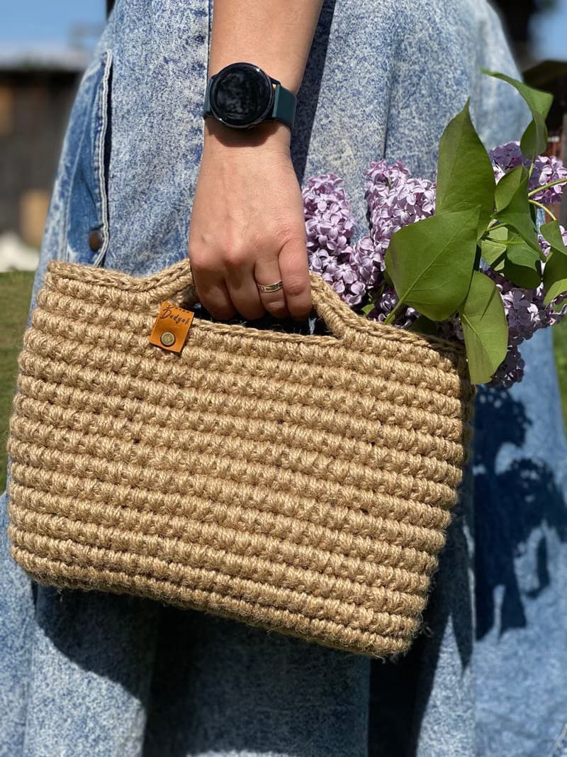 Crochet Jute bag Crossbody bag Crochet tote bag Crochet handbag Messenger bag