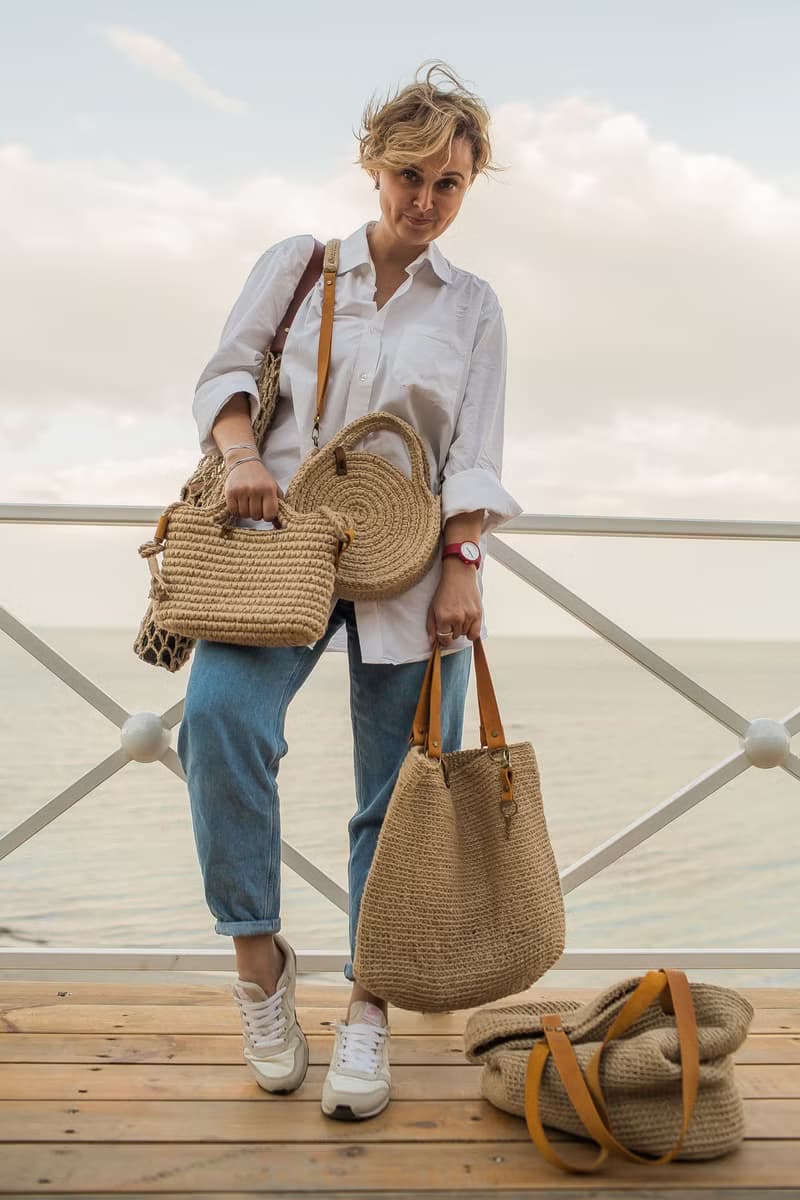 Crochet Jute bag Crossbody bag Crochet tote bag Crochet handbag Messenger bag