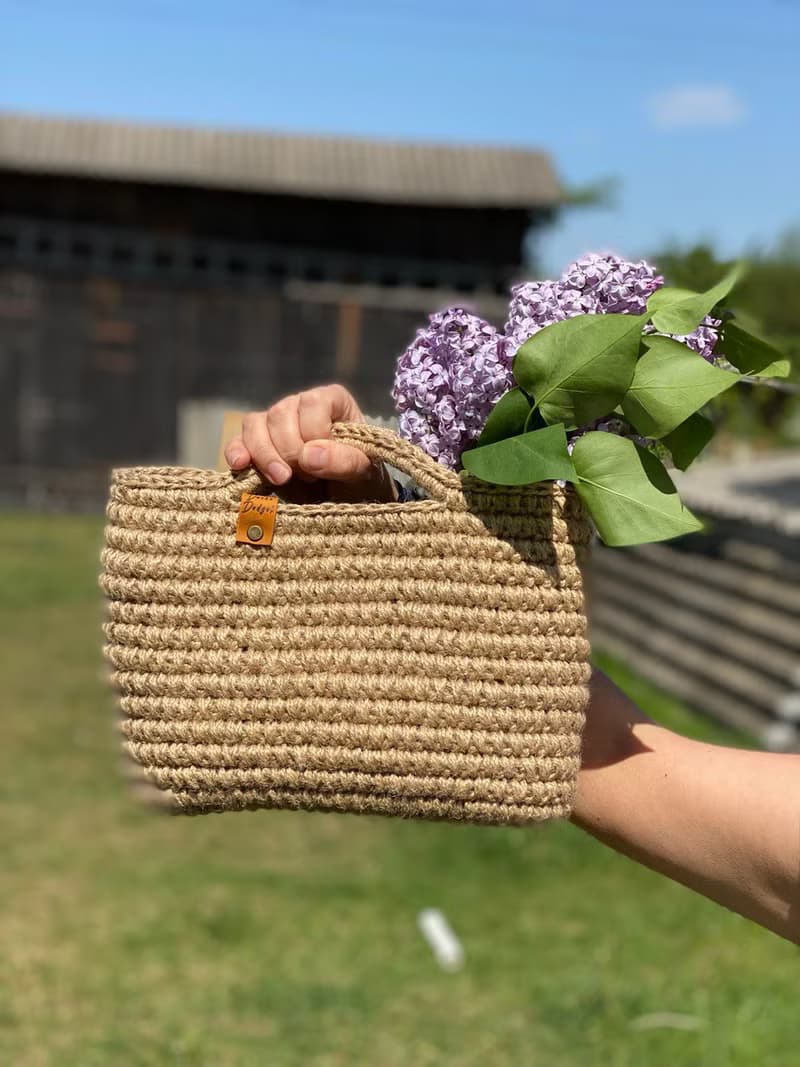 Crochet Jute bag Crossbody bag Crochet tote bag Crochet handbag Messenger bag