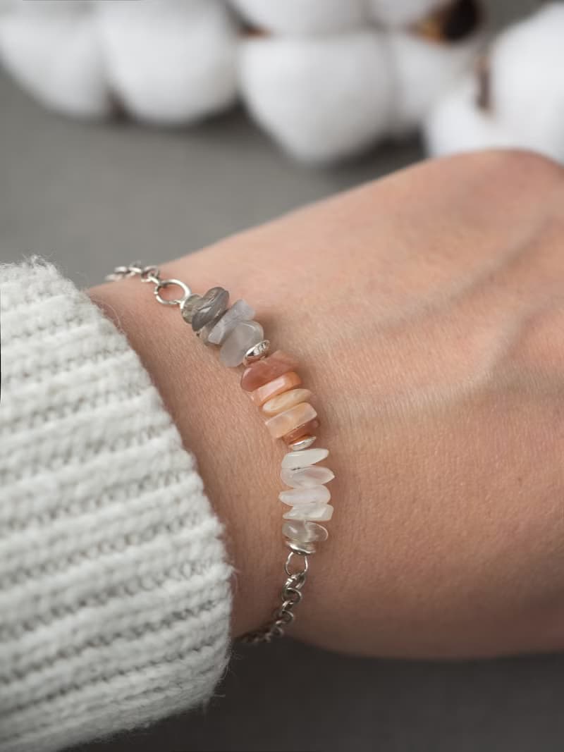 Moonstone Bracelet, 925 Silver, Taurus gem, Capricorn stone, Lunar New Year gift