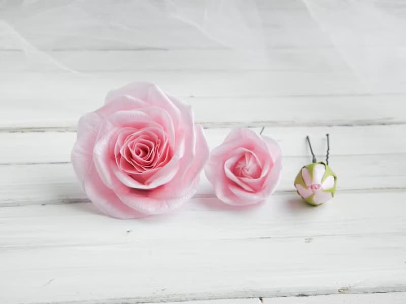 Light pink flowers hair pins Floral wedding hair piece Bridal floral headpiece