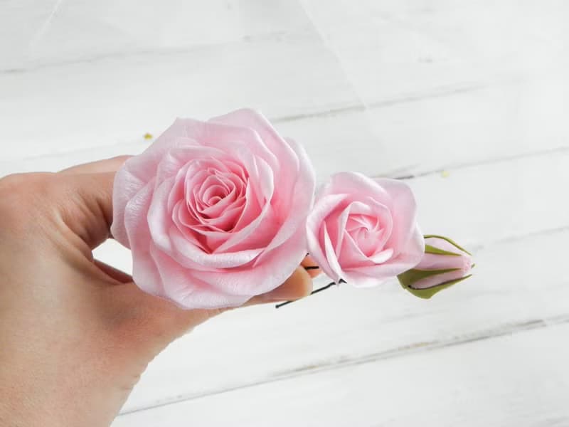 Light pink flowers hair pins Floral wedding hair piece Bridal floral headpiece