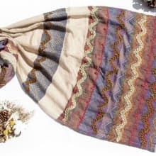 喀什米爾Cashmere/水煮羊毛披肩/針織圍巾/刺繡圍巾/羊絨披巾-花