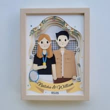 Layered custom papercut frame: couple theme.