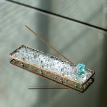 玻璃線香座 /花插 藍紫琉璃球