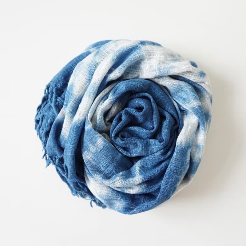 S.A x Ocean/ Ink Painting 藍染純棉厚圍巾