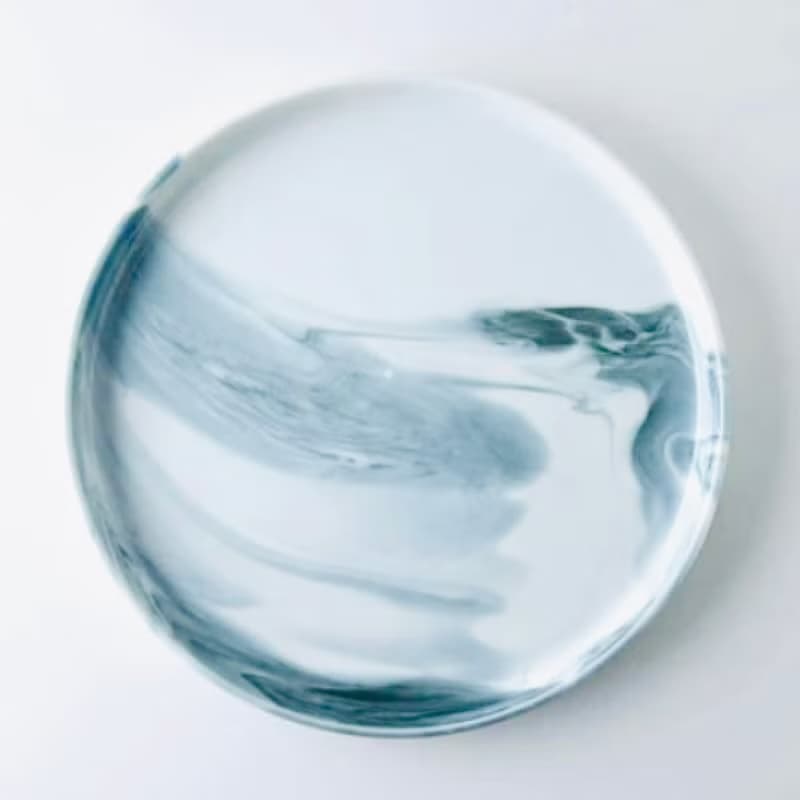 美濃燒-手工大理石紋大圓瓷盤24.5cm