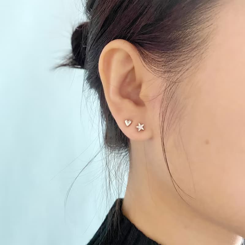 迷你愛心耳環 925純銀