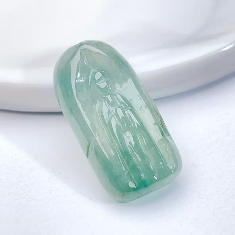 冰種飄綠翡翠無相佛項鍊 | 天然緬甸玉翡翠A貨 | 送禮