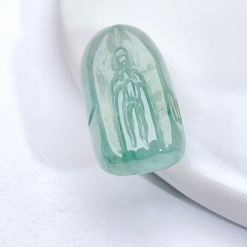 冰種飄綠翡翠無相佛項鍊 | 天然緬甸玉翡翠A貨 | 送禮