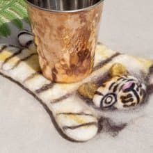 情人節禮物民族風森林系羊毛氈杯墊 動物 動物杯墊-獅子吸水杯墊