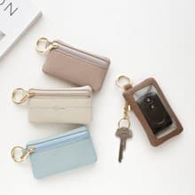 クリア窓付き トップファスナー スマートキーケース 【 simple 名入れ 】 くすみカラー キーケース ギフト HE34U