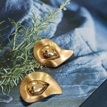 vintage jewelry  古董夾式耳環  火的波紋