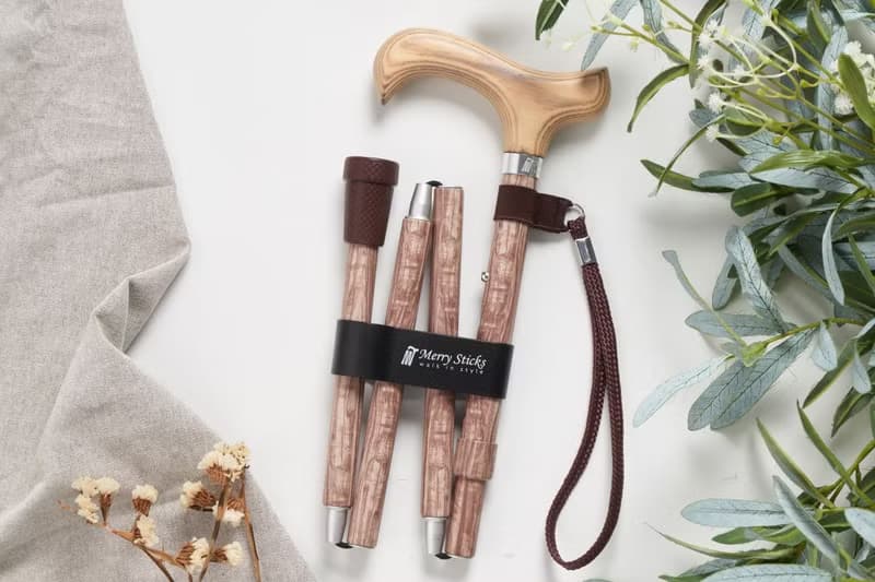 【長輩送禮】天然木紋折疊手杖-玫瑰木禮盒 輕量手杖 聖誕禮盒