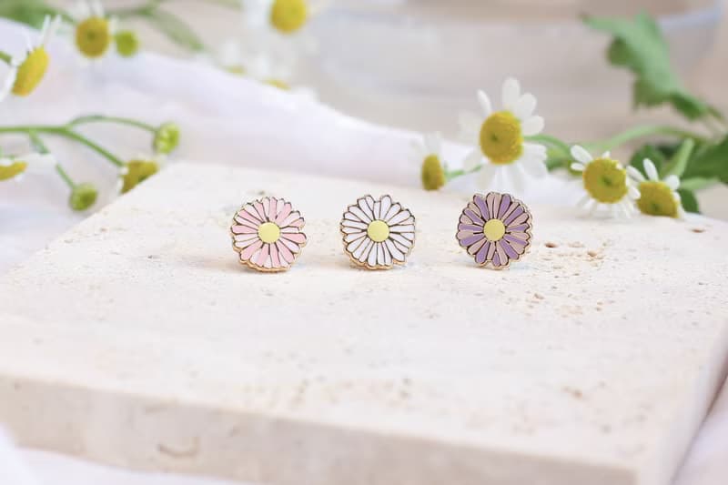 小雛菊 Daisy 花草 夾式耳環 手工飾品 生日禮物 紙盒包裝