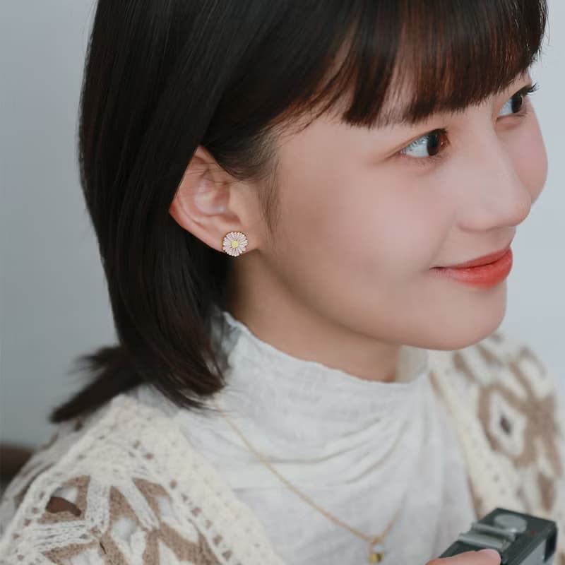 小雛菊 Daisy 花草 夾式耳環 手工飾品 生日禮物 紙盒包裝