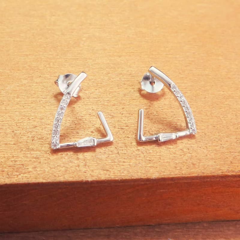 銀河聚散角 925純銀耳環 白K金色 女生耳環