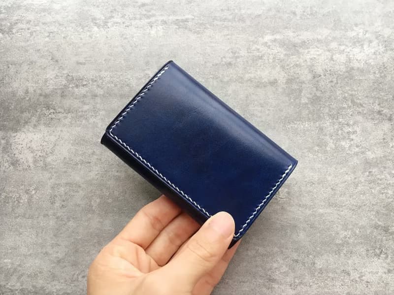 藏藍色真皮手工名片夾 / 名片包